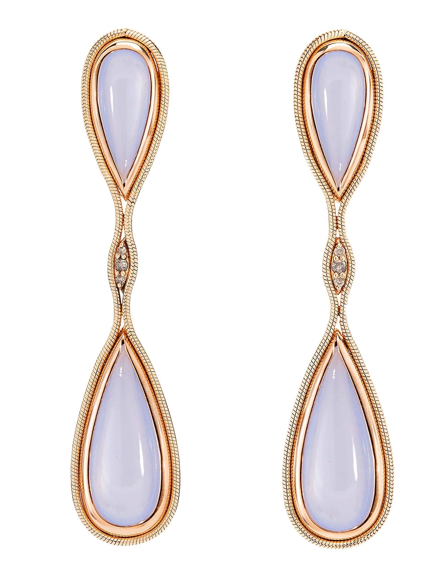 FERNANDO JORGE-Fluid Diamonds and Chalcedony Drop Earrings-ROSE GOLD