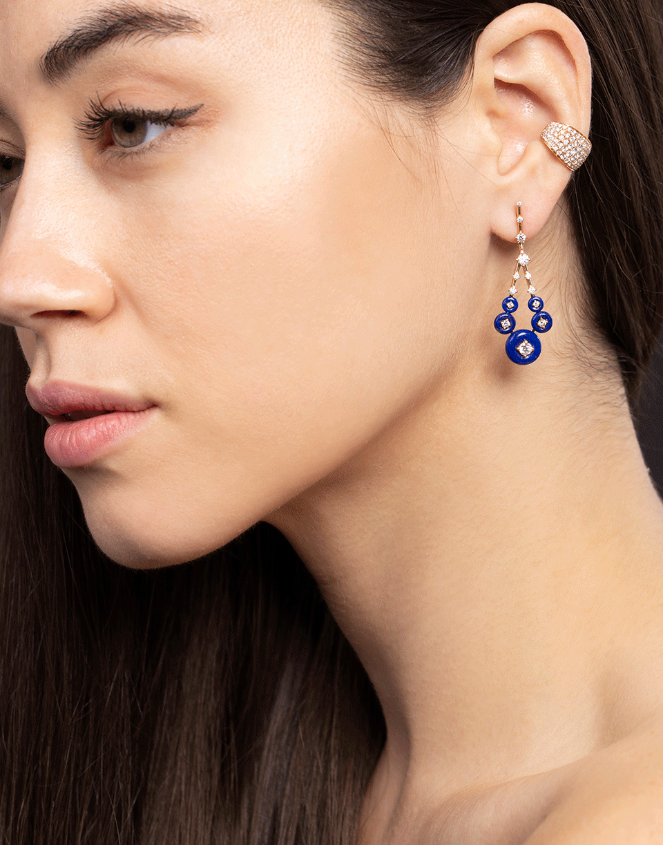 FERNANDO JORGE-Gravity Small Lapis Diamonds Earrings-ROSE GOLD