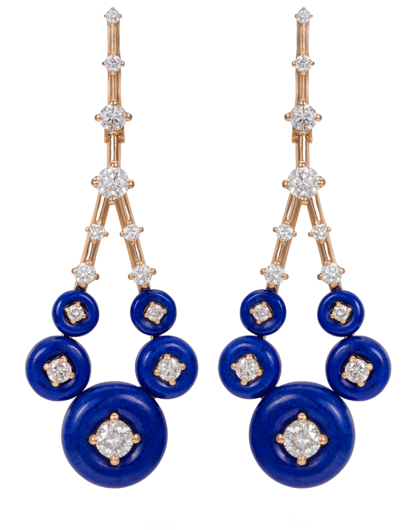 FERNANDO JORGE-Gravity Small Lapis Diamonds Earrings-ROSE GOLD