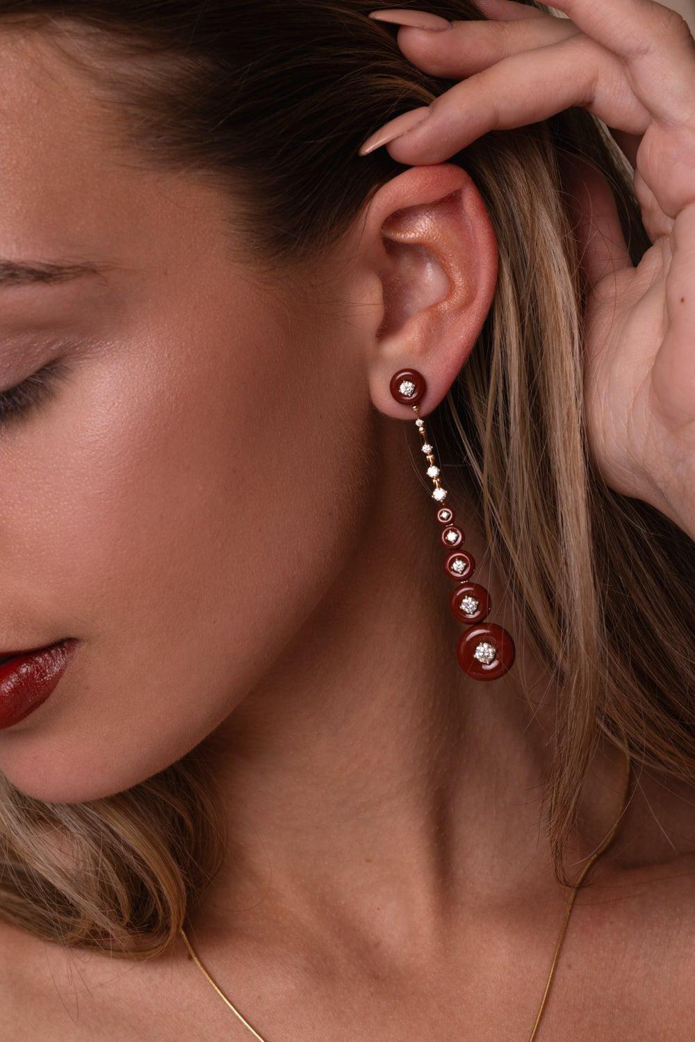 FERNANDO JORGE-Jasper Surrounding Long Earrings-ROSE GOLD
