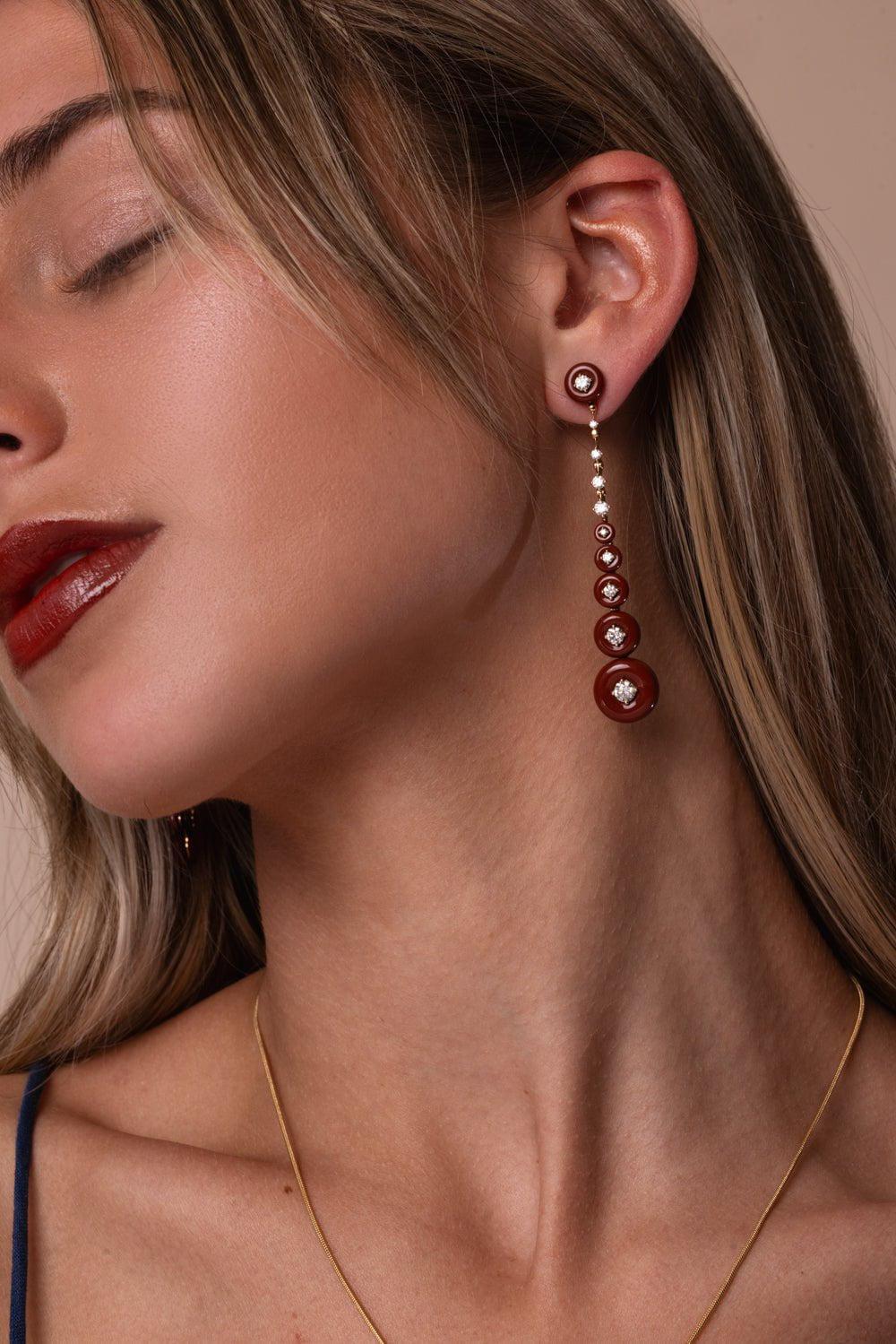 FERNANDO JORGE-Jasper Surrounding Long Earrings-ROSE GOLD