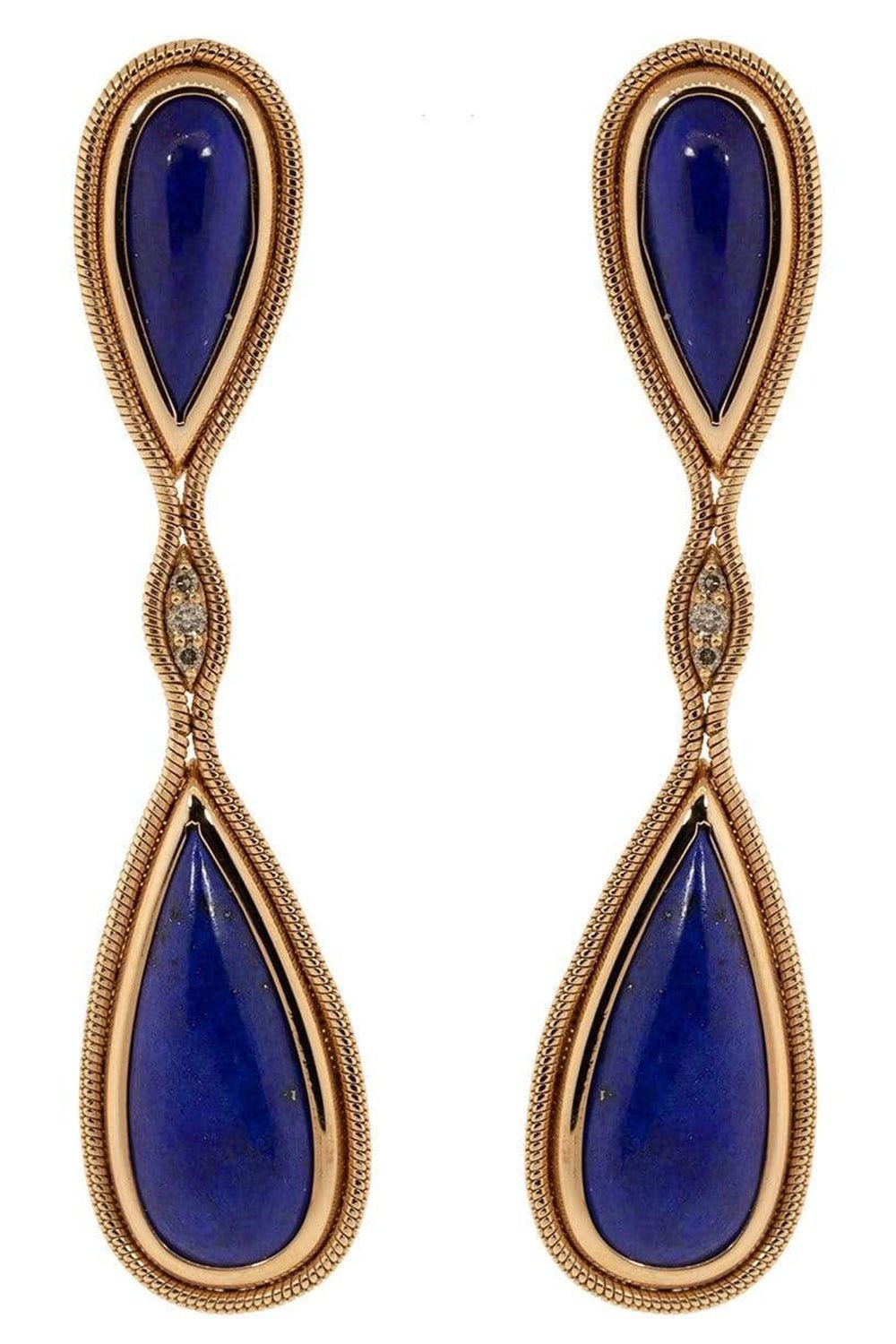 FERNANDO JORGE-Lapis and Diamond Small Fluid Drop Earrings-ROSE GOLD