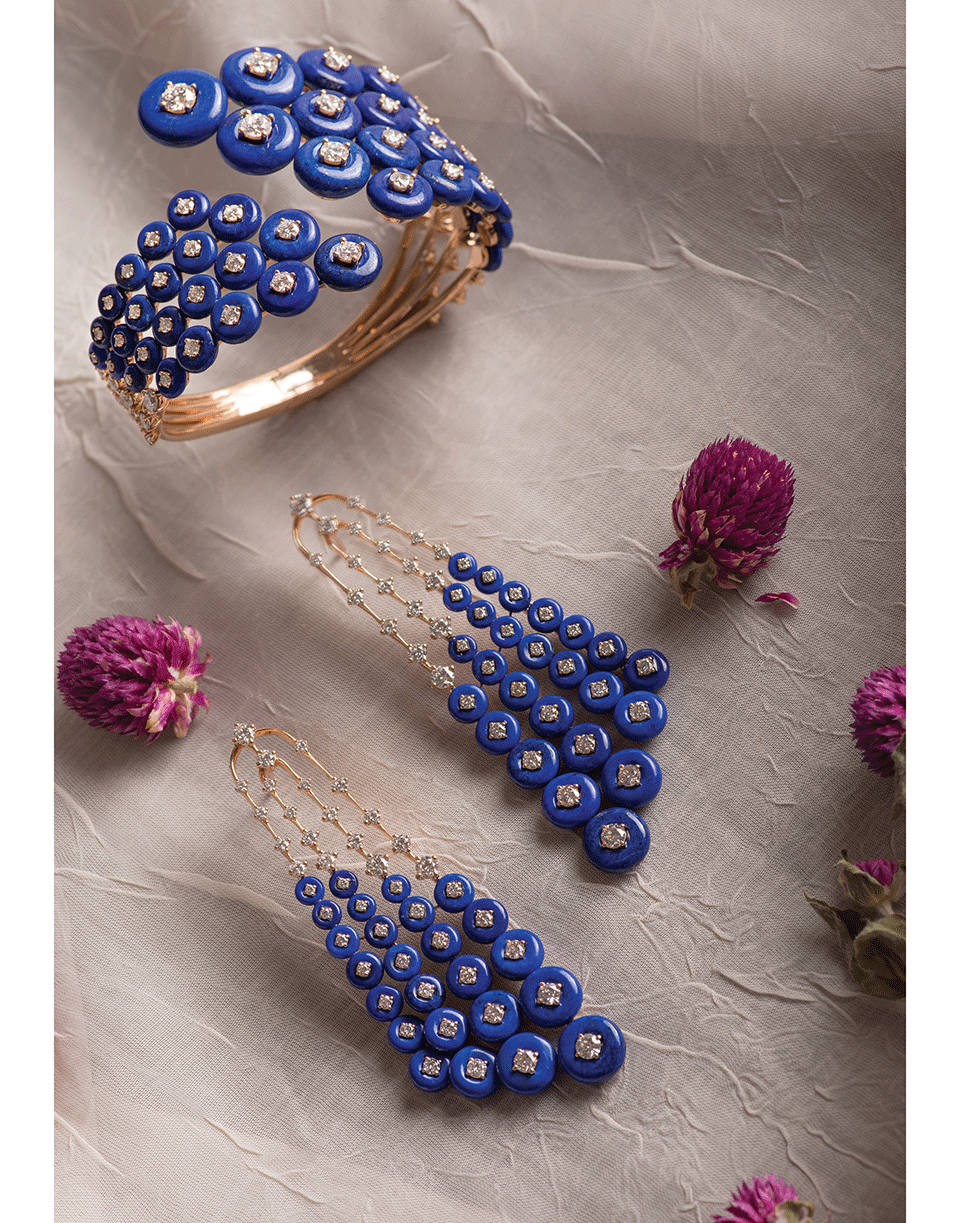 FERNANDO JORGE-Lapis Lazuli Comet Earrings-ROSE GOLD