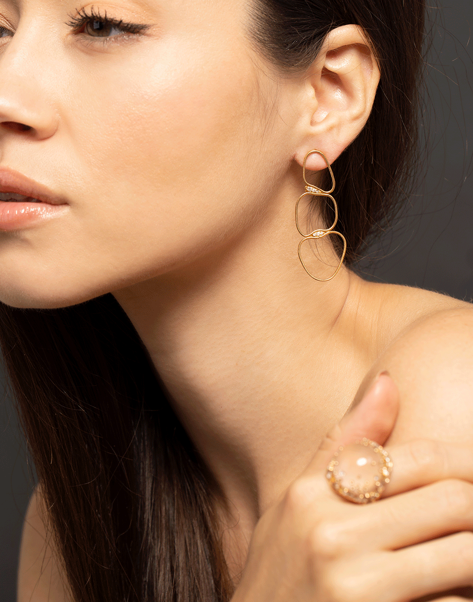 FERNANDO JORGE-Medium Brown Diamond Fluid Chain Earrings-ROSE GOLD