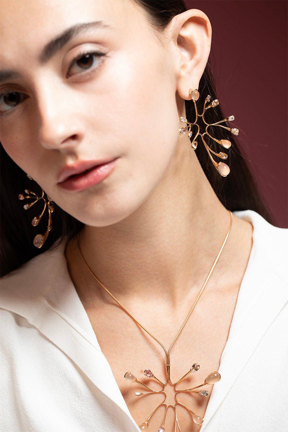 FERNANDO JORGE-Pink Opal Algae Earrings-ROSE GOLD