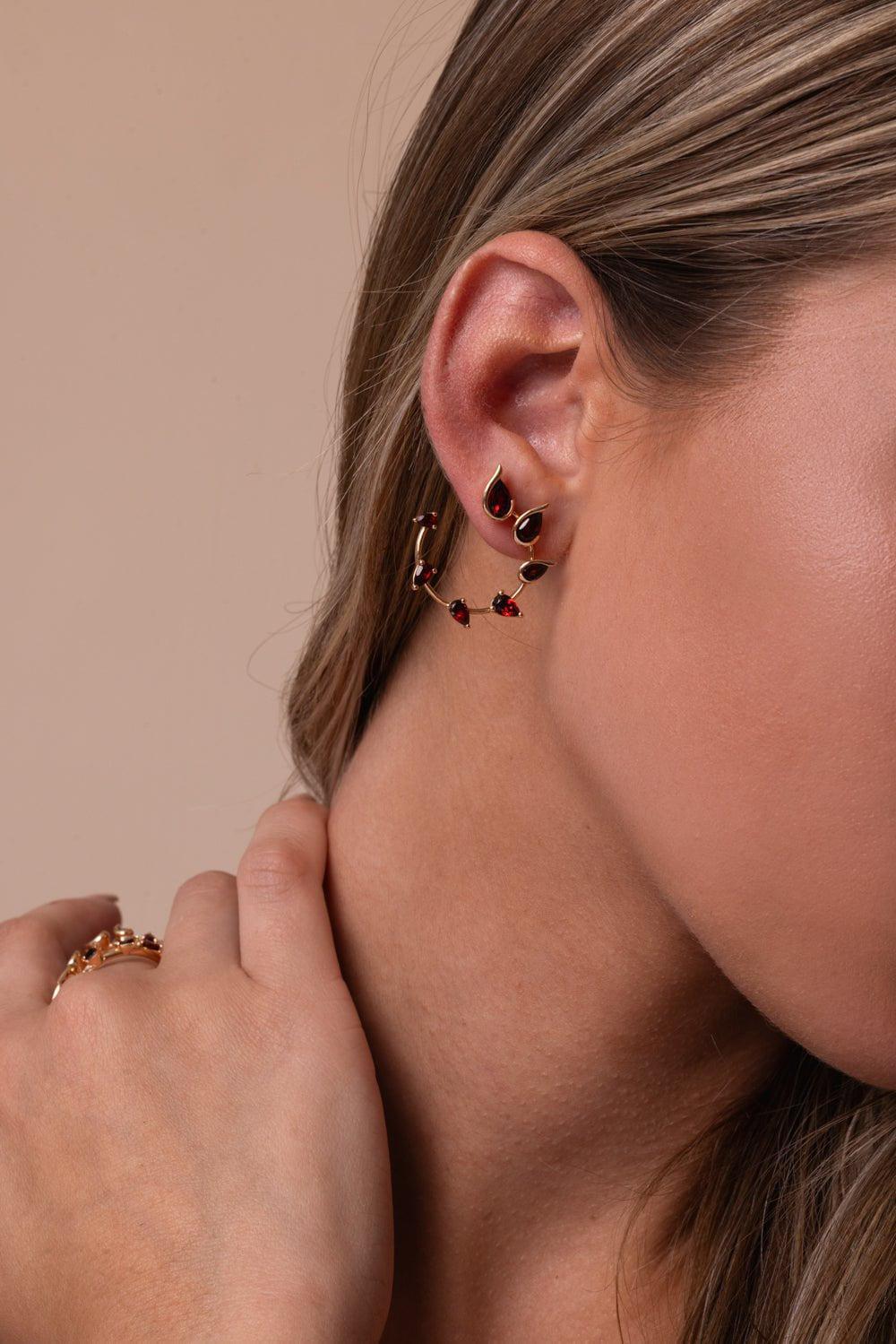 FERNANDO JORGE-Small Garnet Flicker Earrings-ROSE GOLD