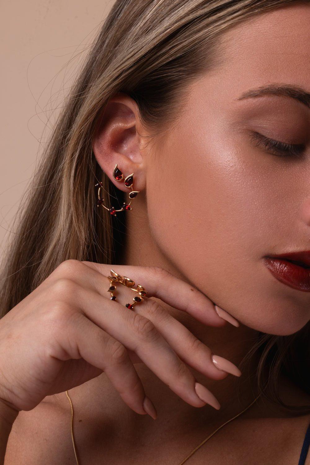 FERNANDO JORGE-Small Garnet Flicker Earrings-ROSE GOLD