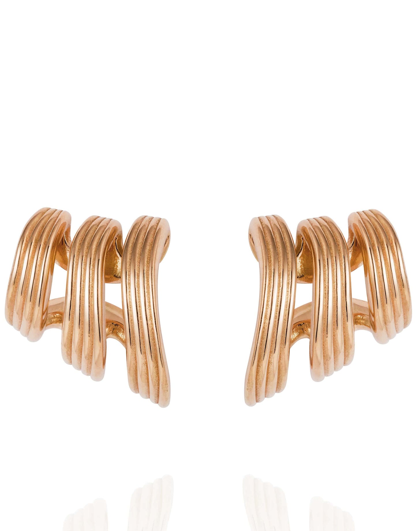 FERNANDO JORGE-Stream Lines Triple Hoops-ROSE GOLD