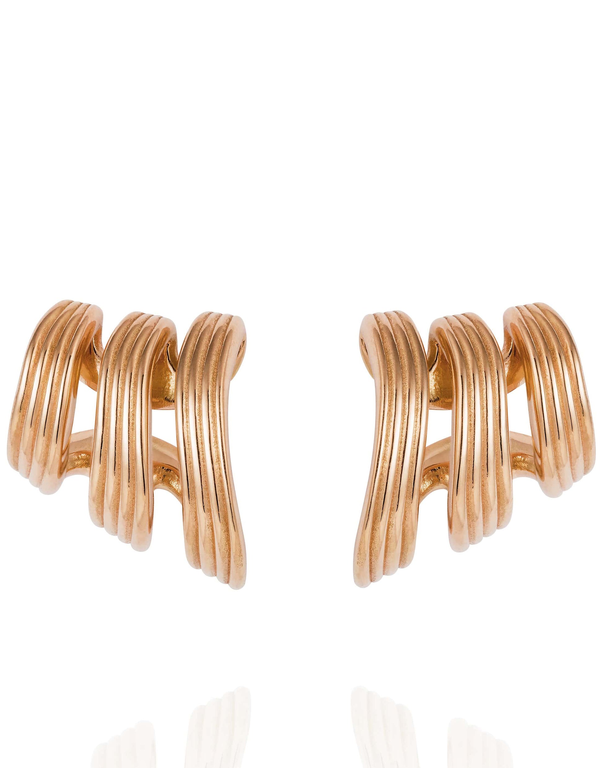 FERNANDO JORGE-Stream Lines Triple Hoops-ROSE GOLD