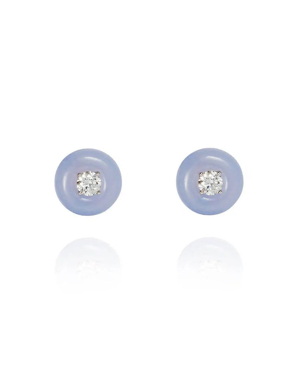 FERNANDO JORGE-Medium Chalcedony Orbit Studs-WHITE GOLD
