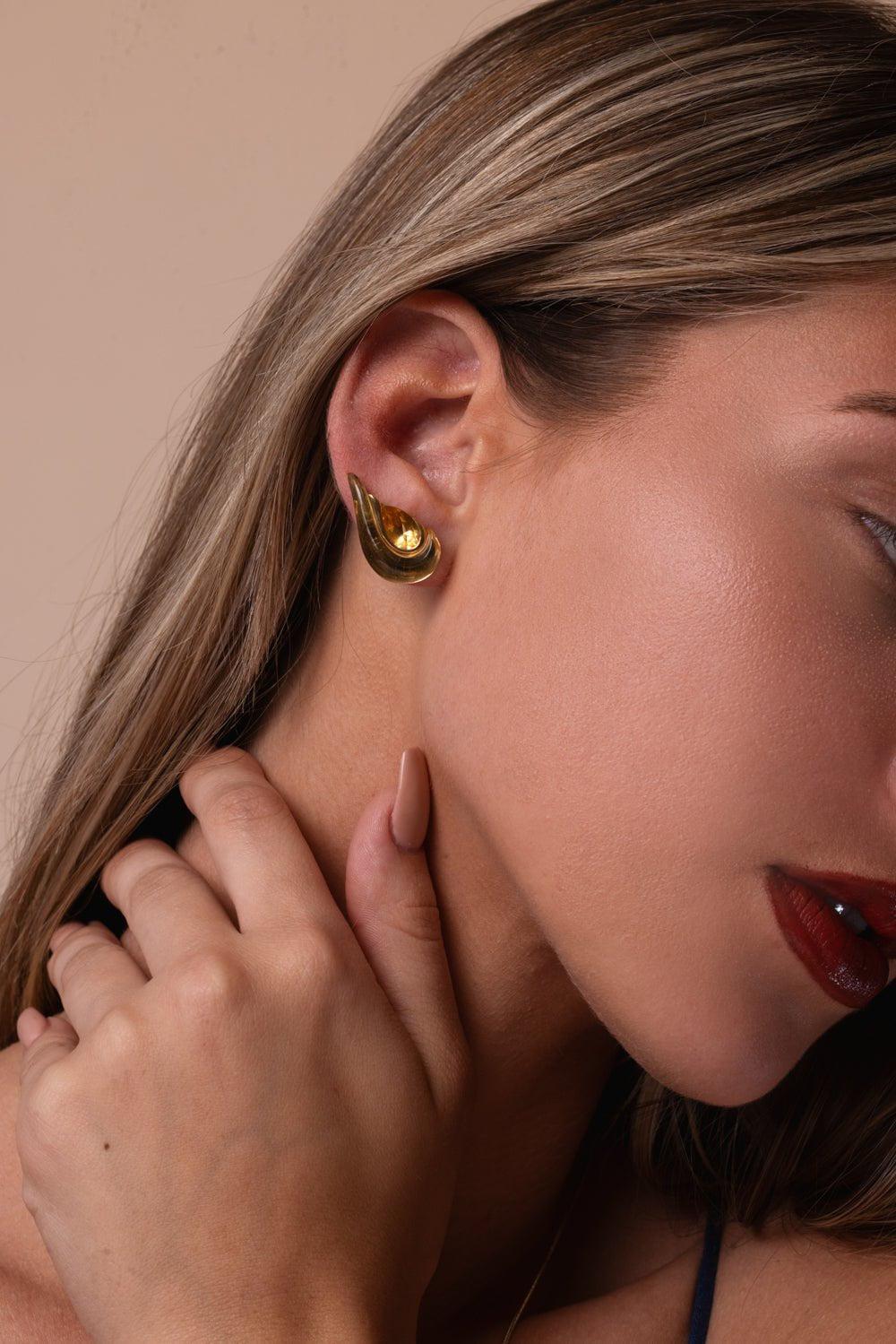 FERNANDO JORGE-Citrine Gleam Stud Earrings-YELLOW GOLD