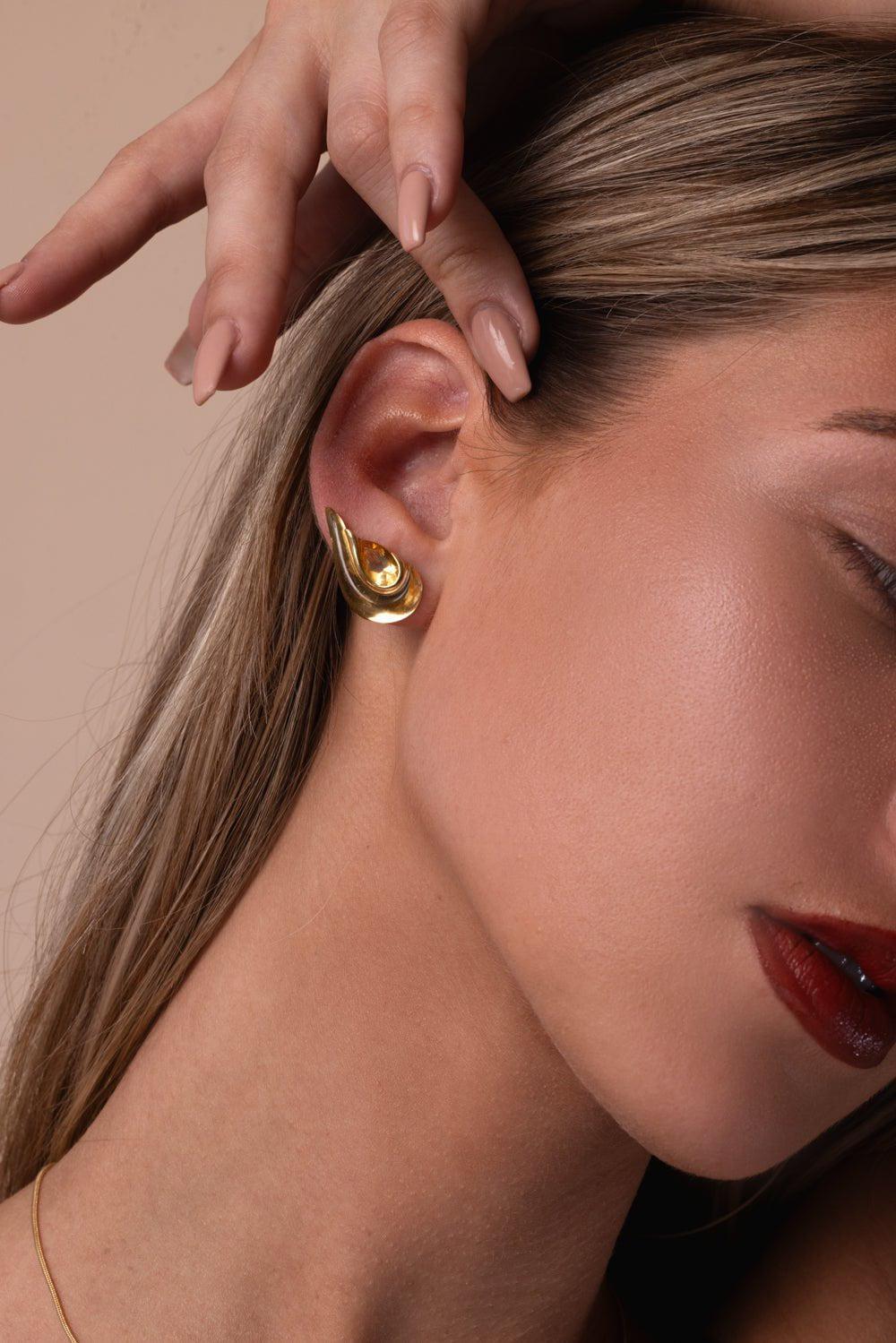 FERNANDO JORGE-Citrine Gleam Stud Earrings-YELLOW GOLD