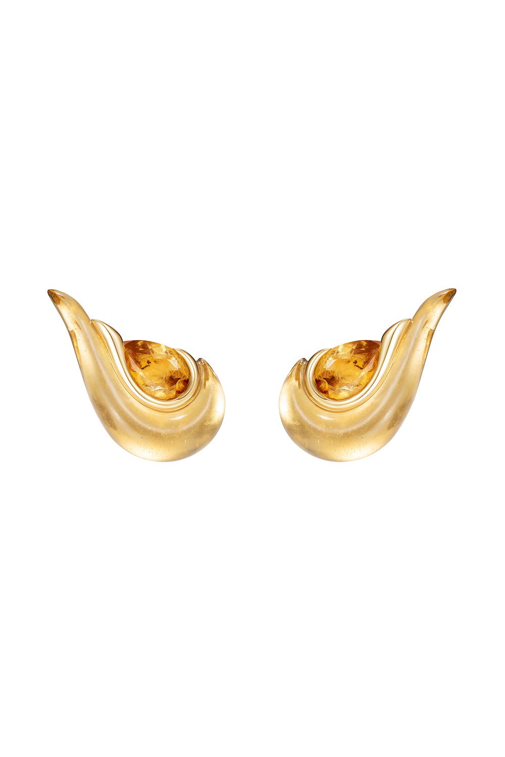 FERNANDO JORGE-Citrine Gleam Stud Earrings-YELLOW GOLD