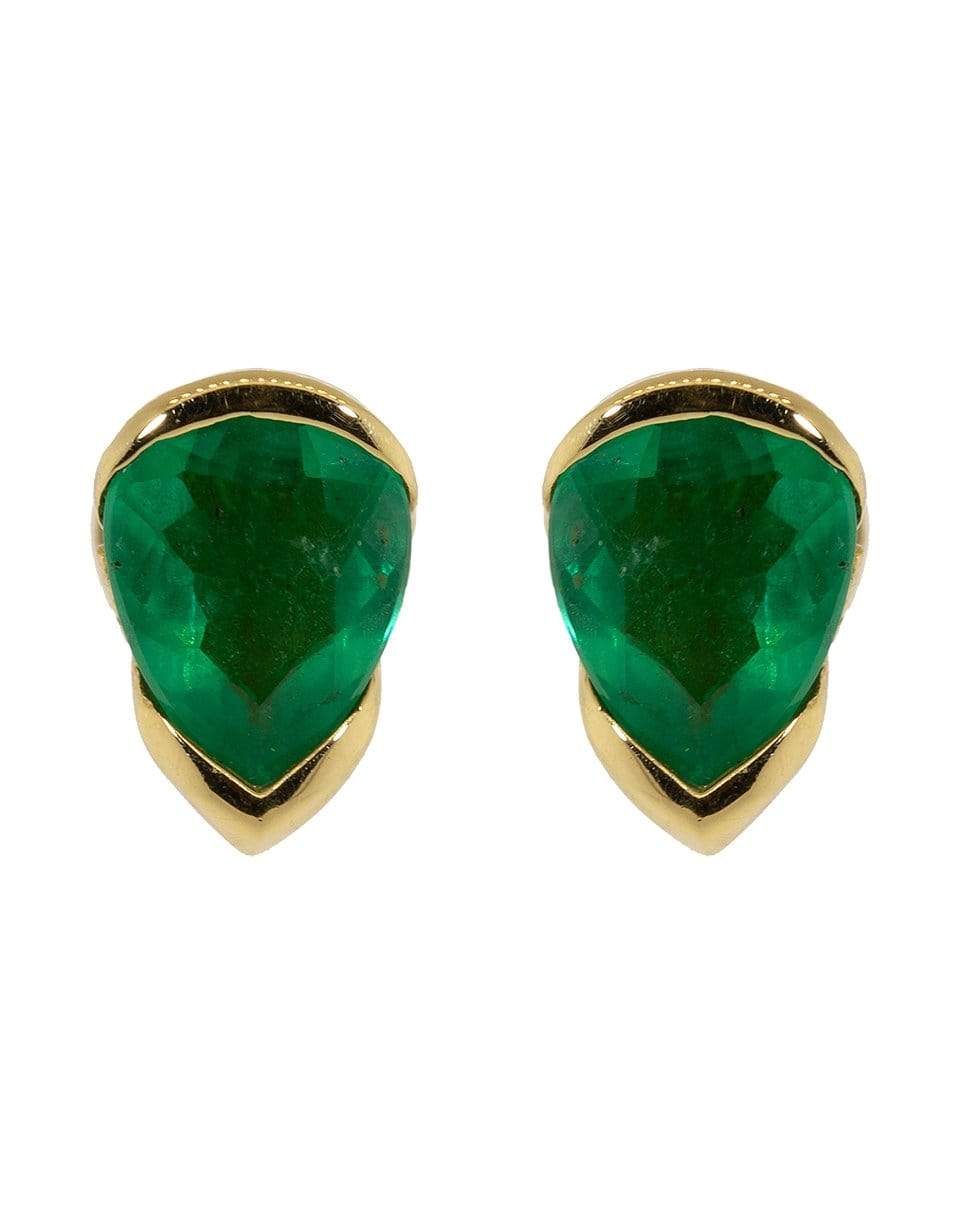 FERNANDO JORGE-Emerald and Diamond Large Bloom Studs-YELLOW GOLD