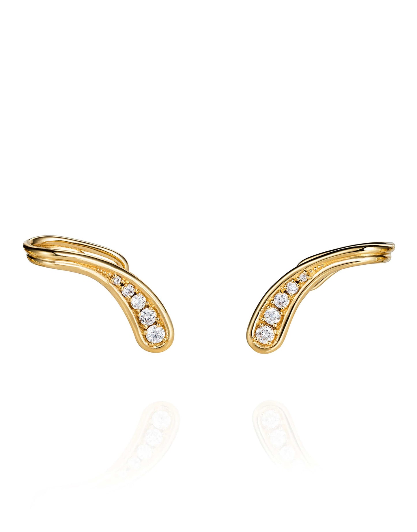 FERNANDO JORGE-Fluid Diamonds Side Earrings-YELLOW GOLD