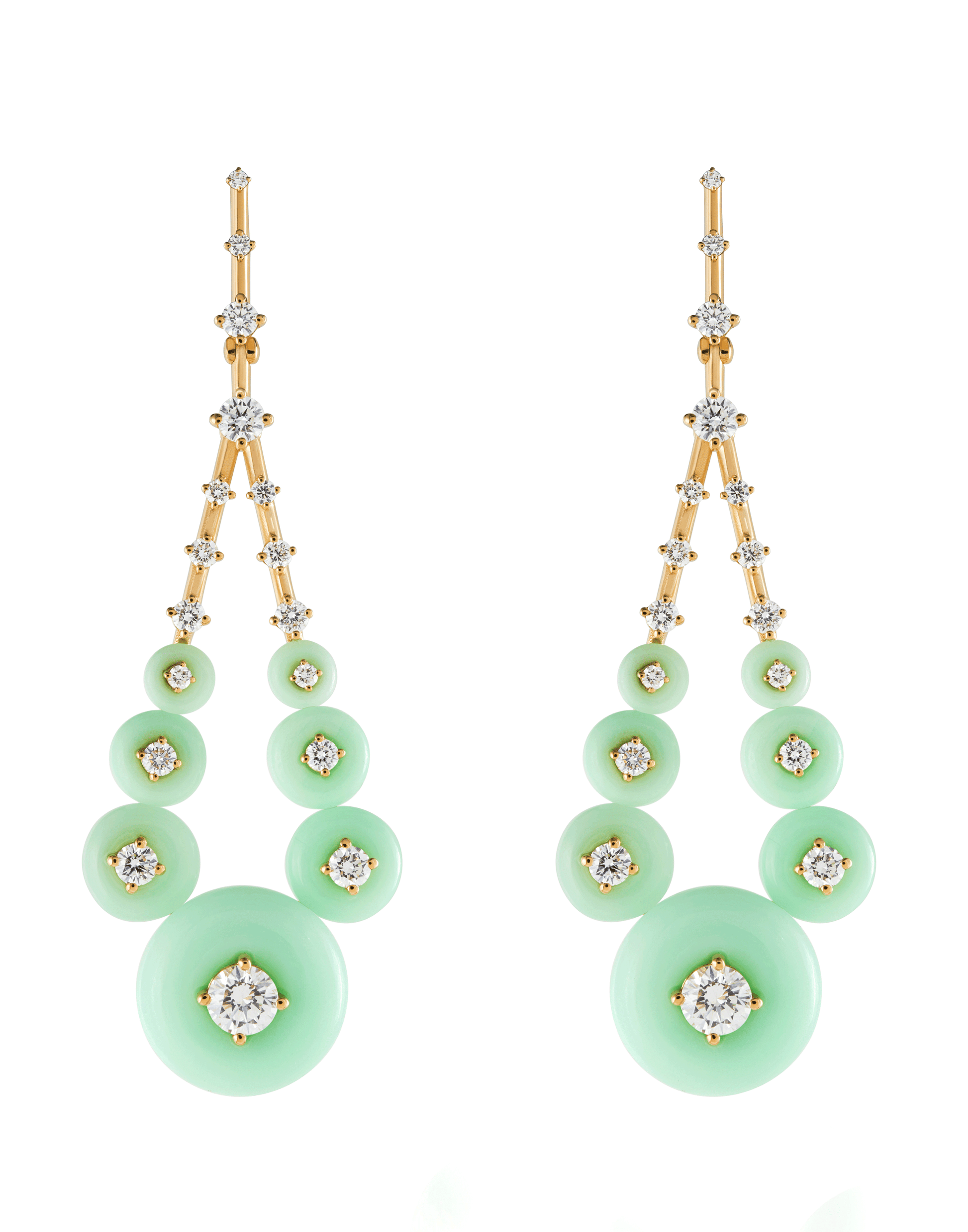 FERNANDO JORGE-Gravity Medium Chrysoprase Earrings-YELLOW GOLD