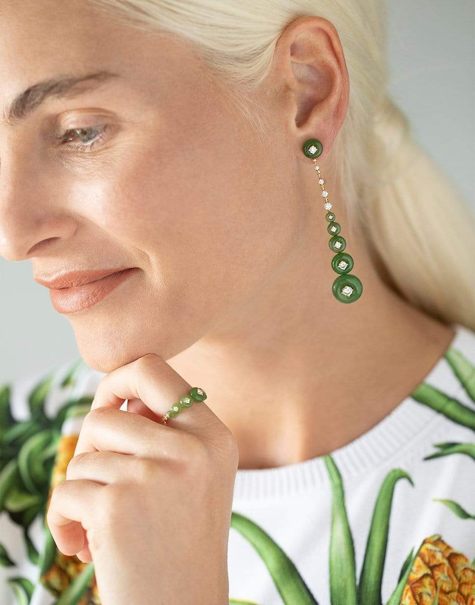 FERNANDO JORGE-Jade Surrounding Long Earrings-YELLOW GOLD