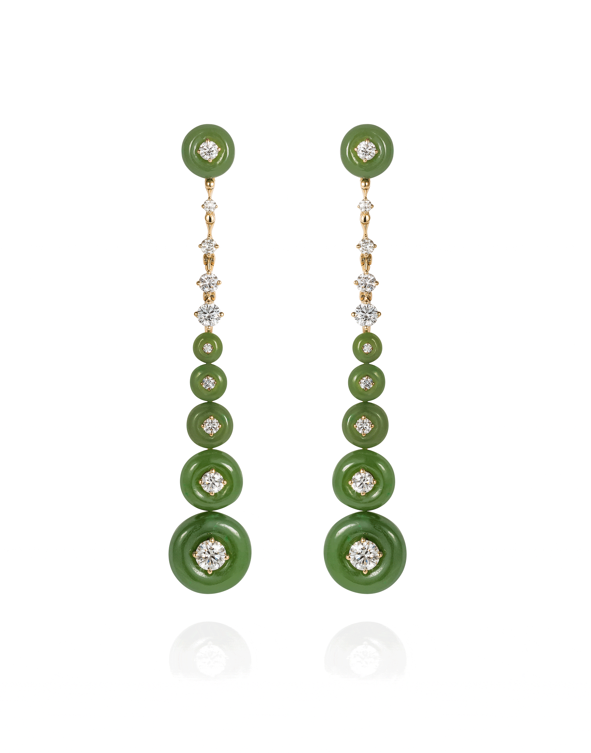 FERNANDO JORGE-Jade Surrounding Long Earrings-YELLOW GOLD