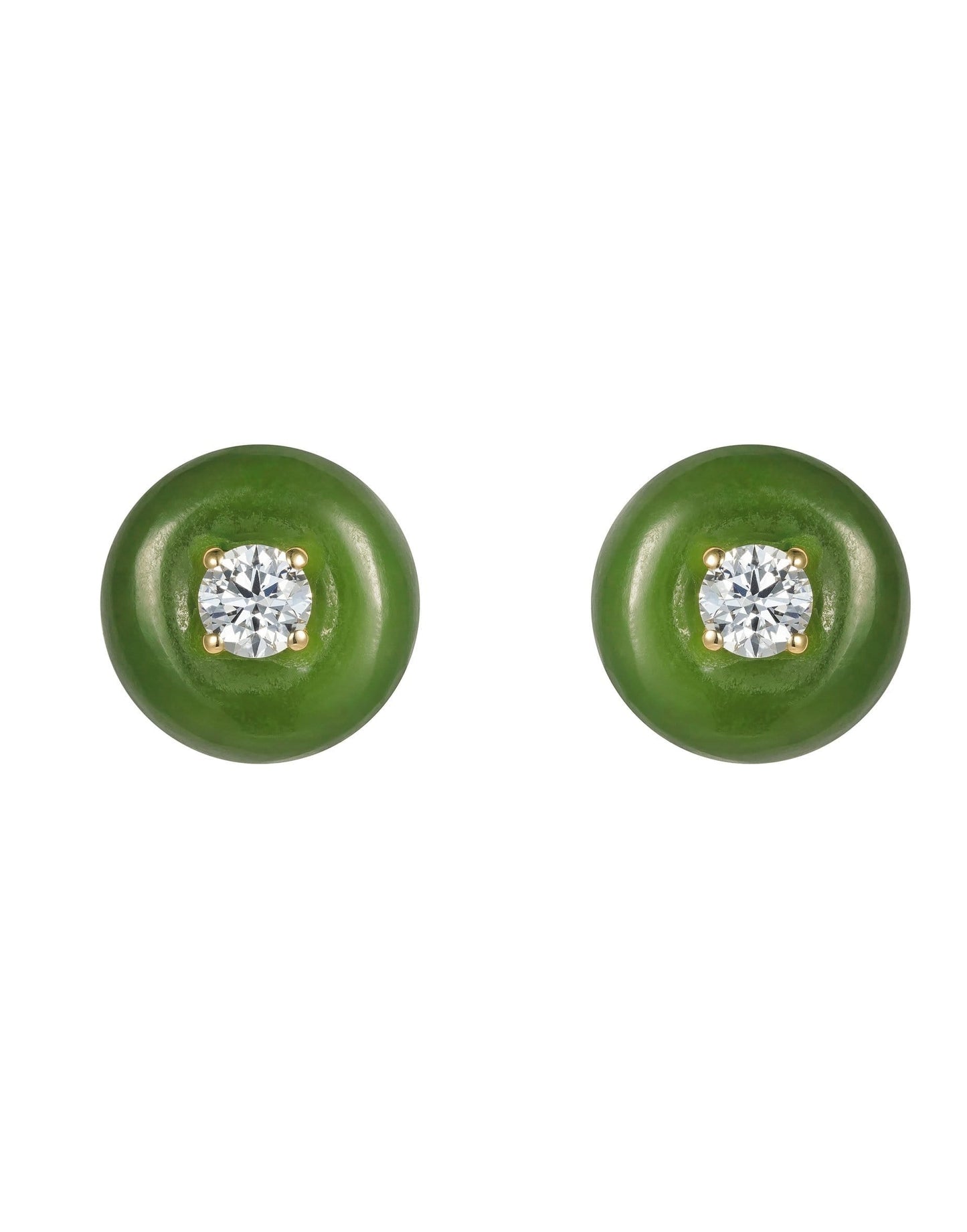 FERNANDO JORGE-Large Orbit Jade Studs-YELLOW GOLD