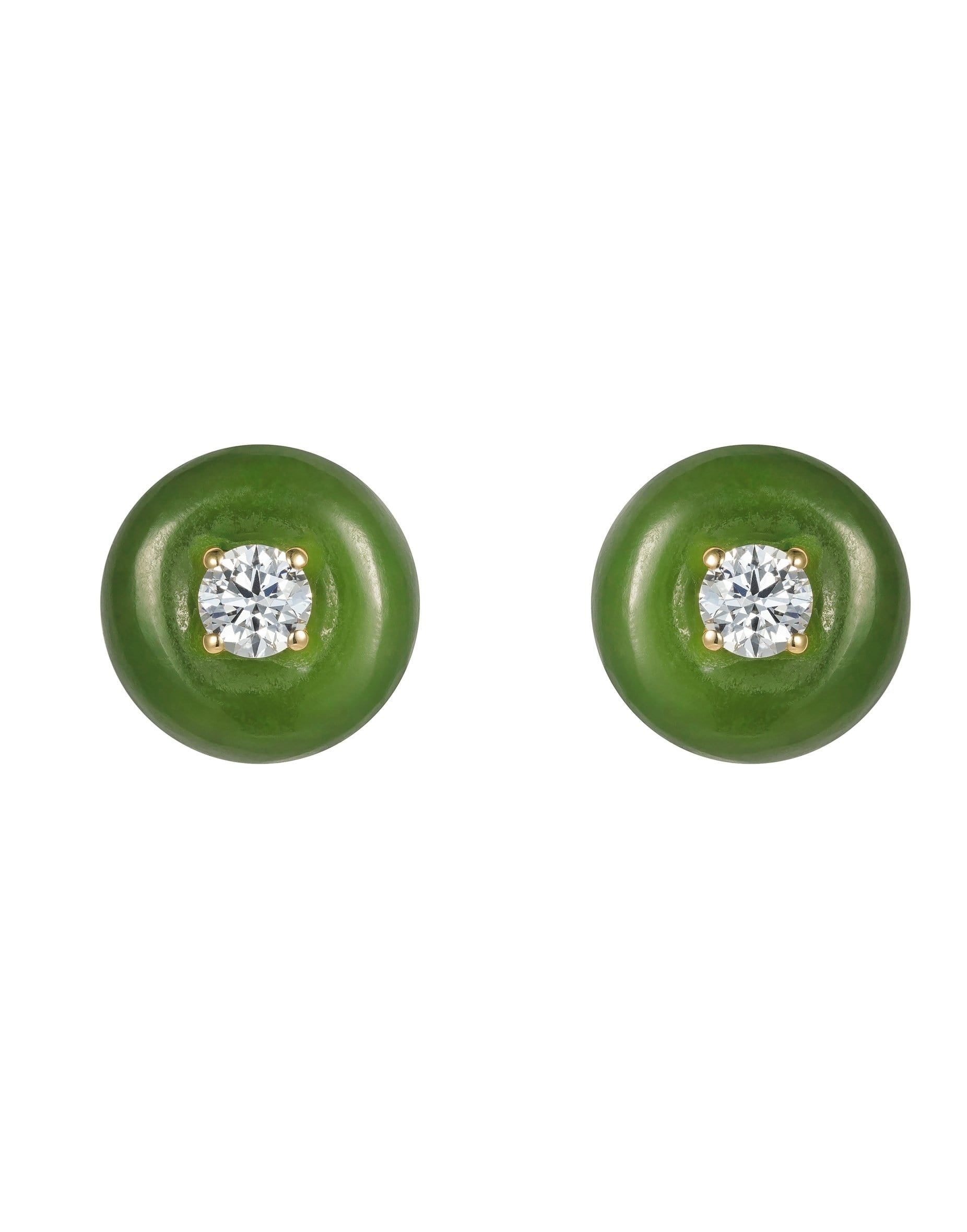 FERNANDO JORGE-Large Orbit Jade Studs-YELLOW GOLD