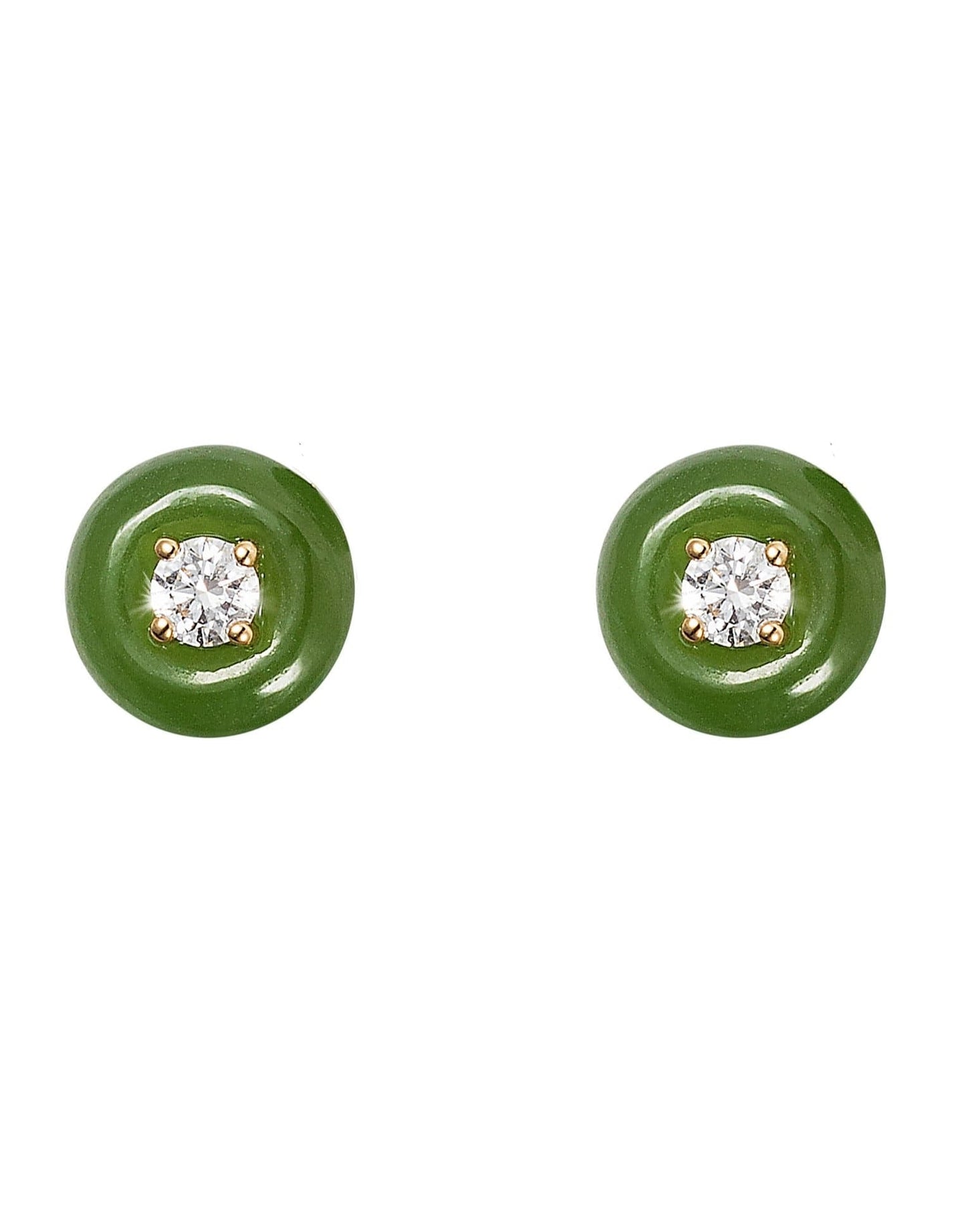 FERNANDO JORGE-Medium Orbit Jade Studs-YELLOW GOLD