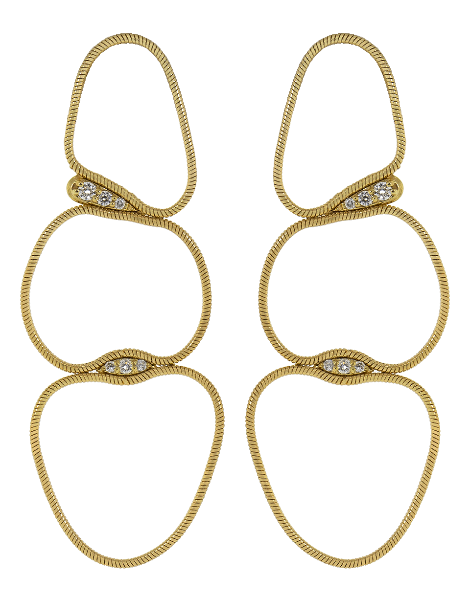 FERNANDO JORGE-Medium White Diamond Fluid Chain Earrings-YELLOW GOLD