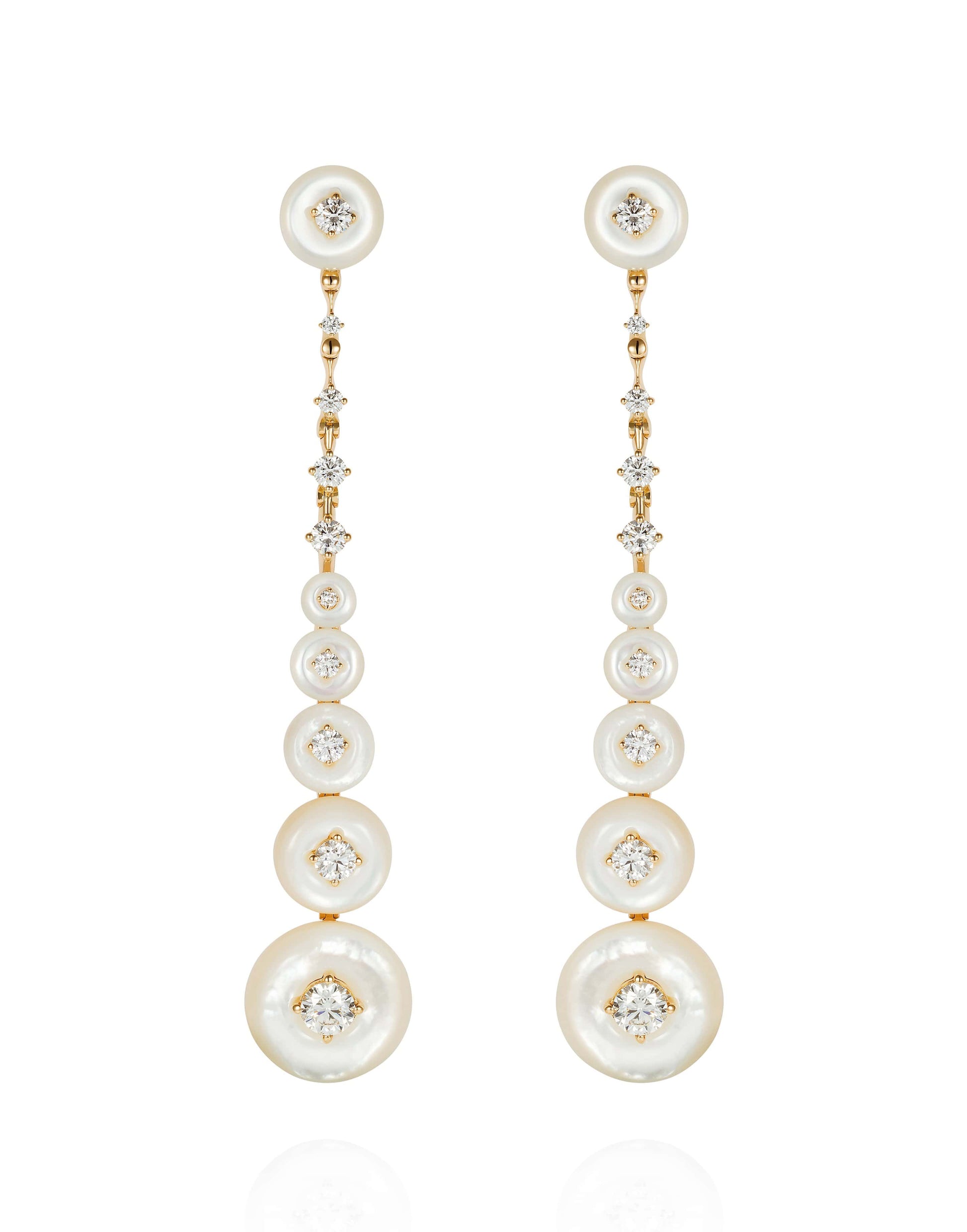 FERNANDO JORGE-Mother of Pearl and Diamond Surrounding Earrings-YELLOW GOLD