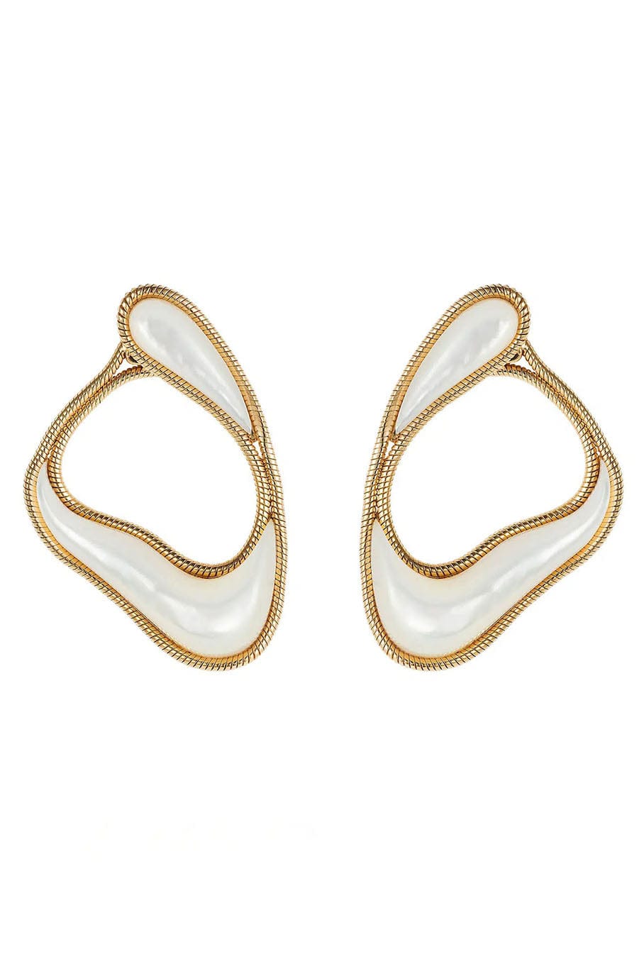 FERNANDO JORGE-Pearl Stream Loop Earrings-YELLOW GOLD