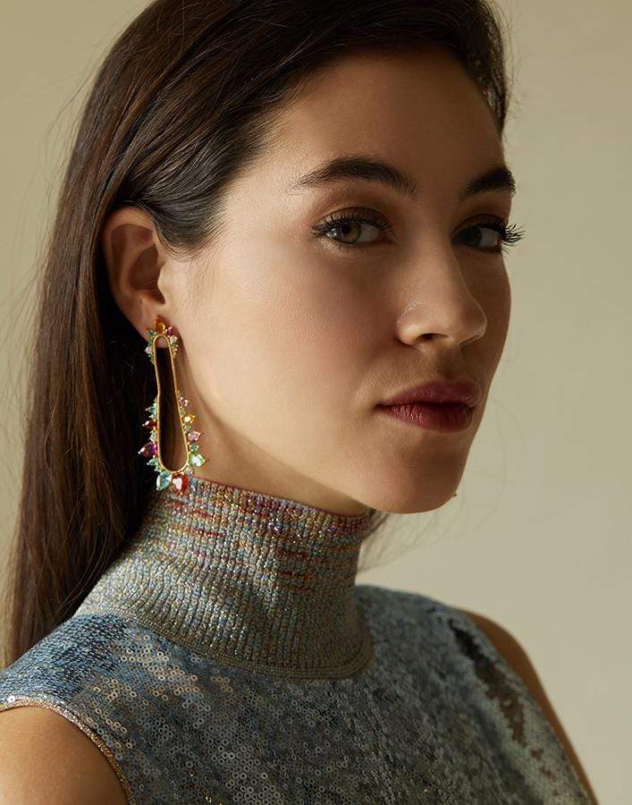 FERNANDO JORGE-Rainbow Electric Shock Earring-YELLOW GOLD