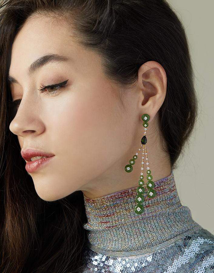 FERNANDO JORGE-Rocket Jade Earrings-YELLOW GOLD