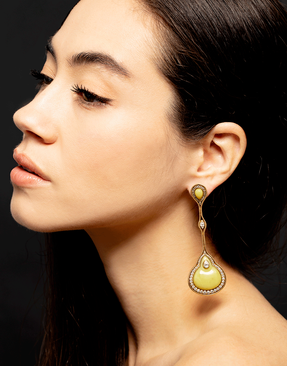 FERNANDO JORGE-Serpentinite Fluid Droplet Earrings-YELLOW GOLD