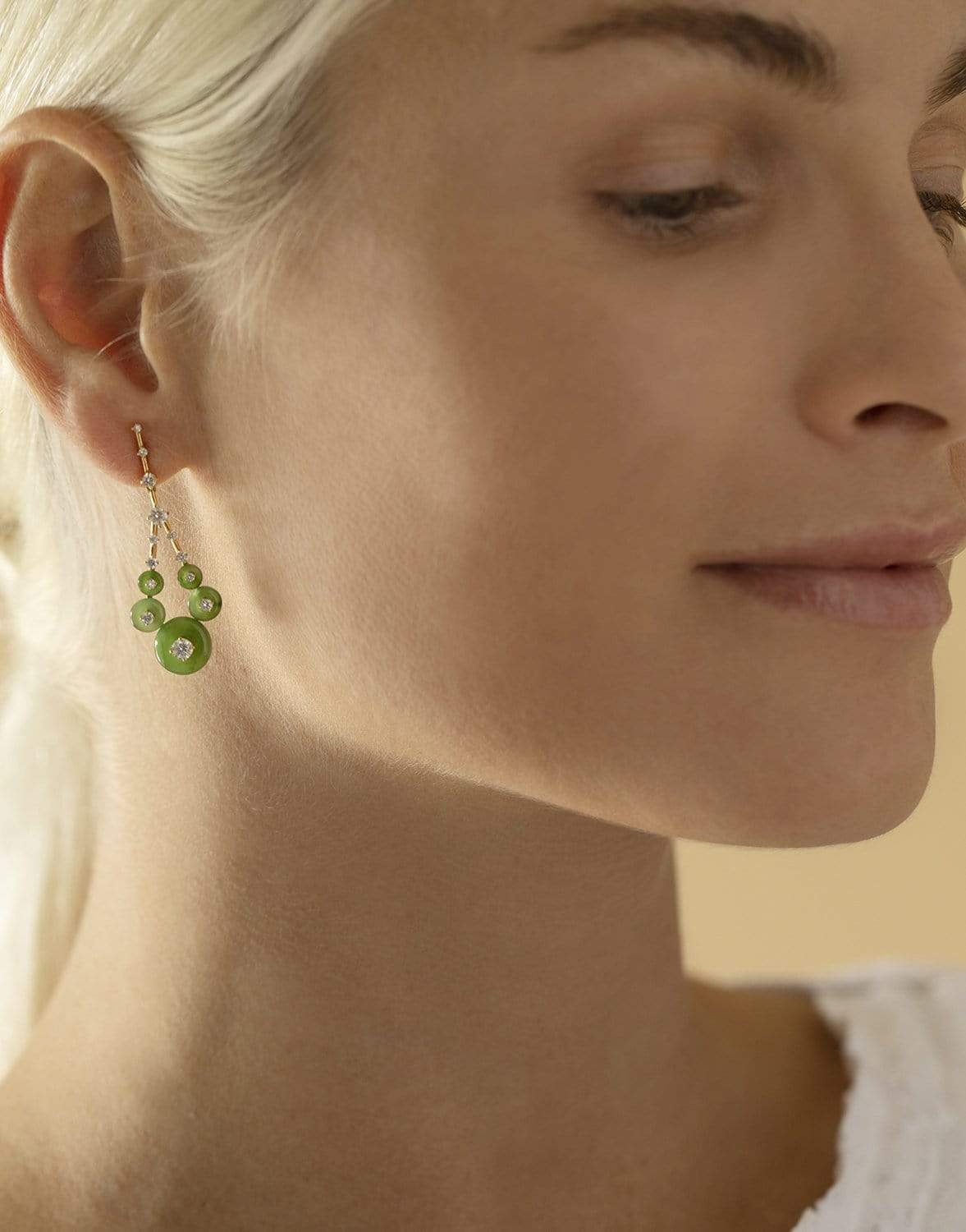 FERNANDO JORGE-Small Jade Gravity Earrings-YELLOW GOLD