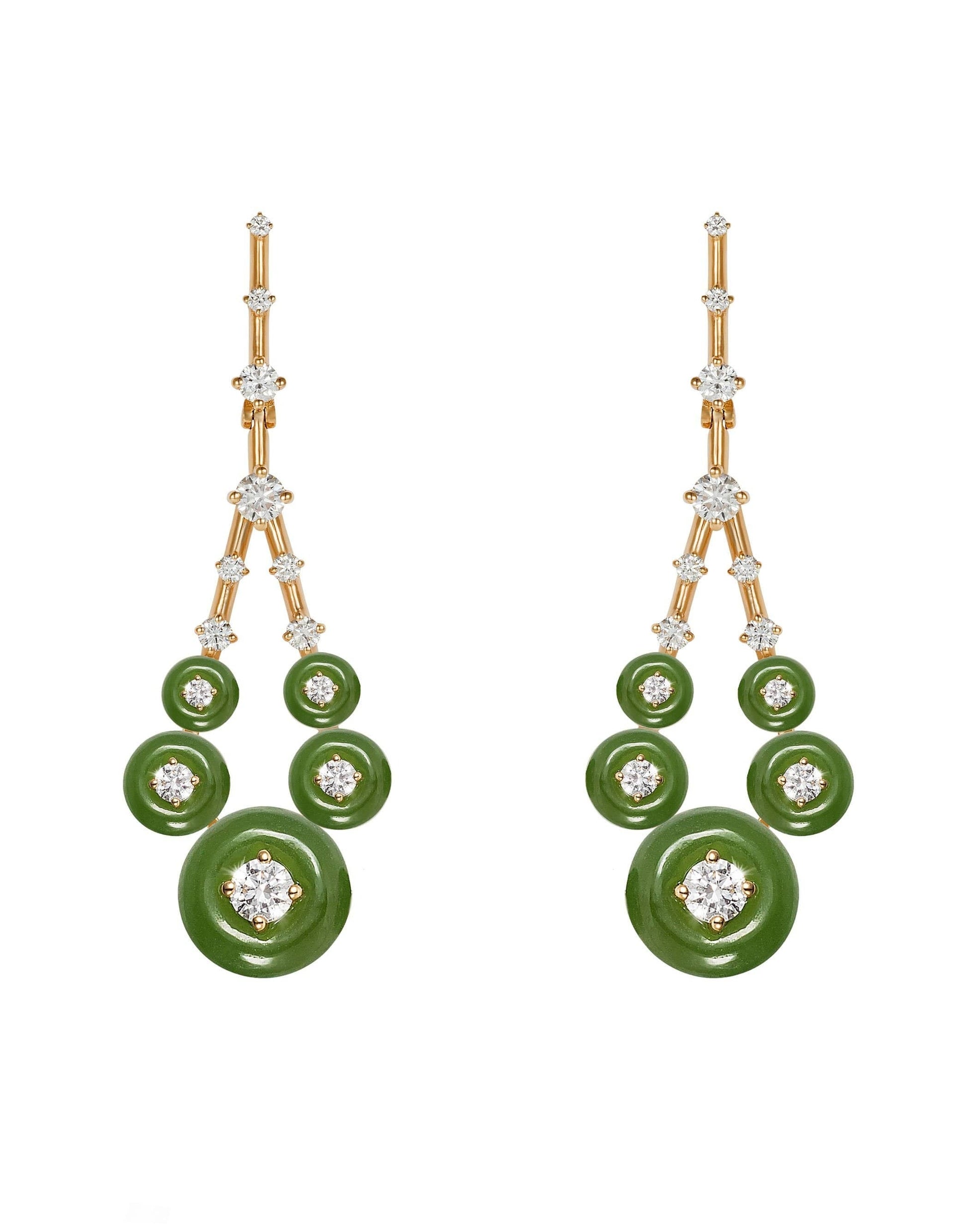 FERNANDO JORGE-Small Jade Gravity Earrings-YELLOW GOLD