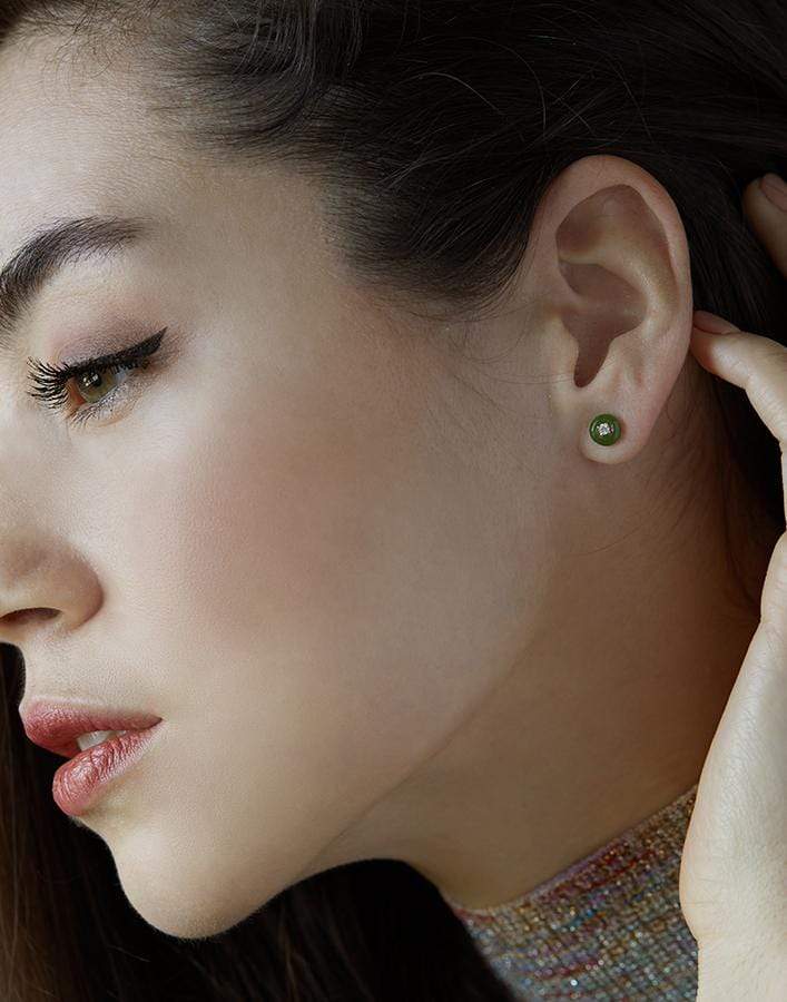 FERNANDO JORGE-Small Orbit Jade Studs-YELLOW GOLD