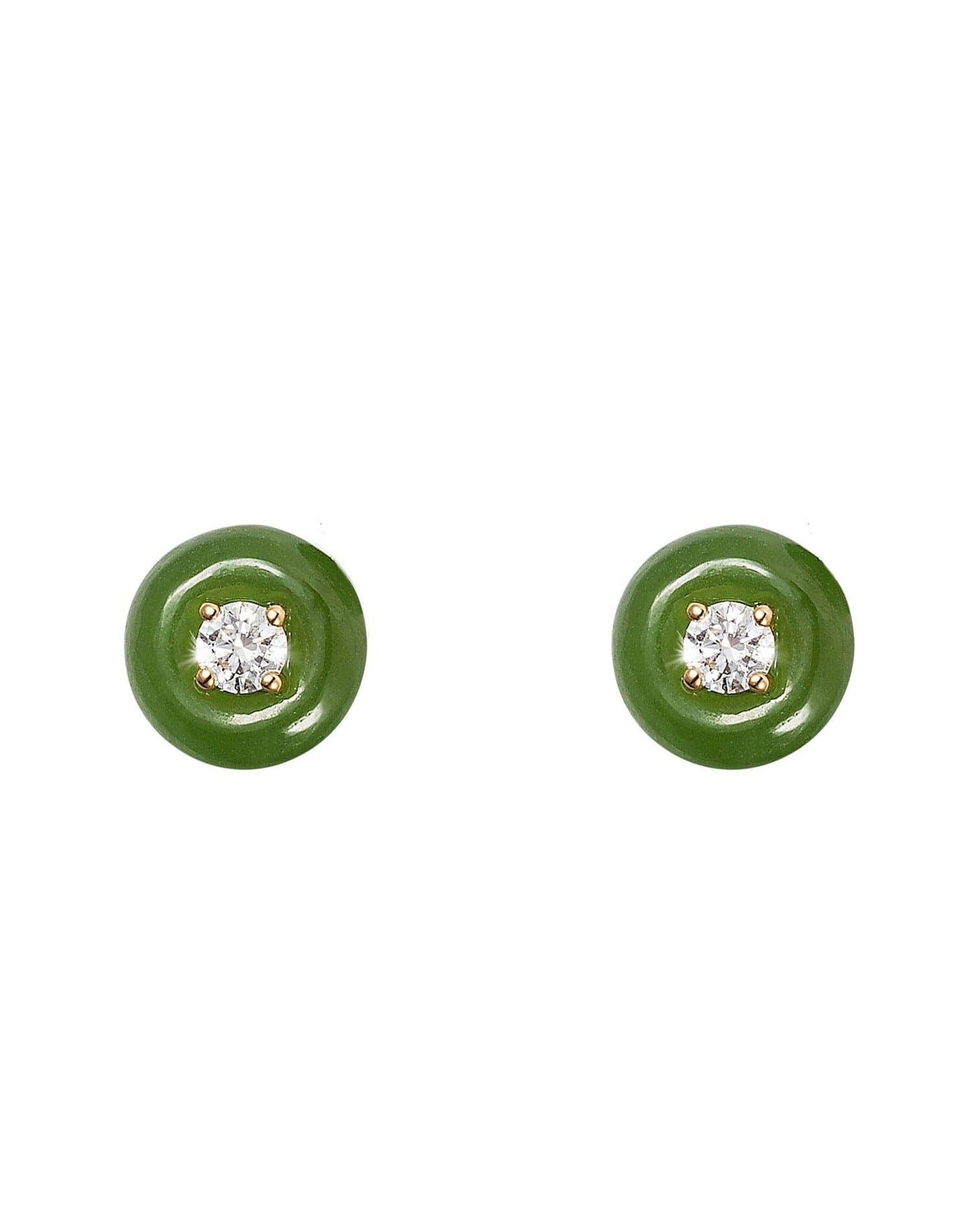 FERNANDO JORGE-Small Orbit Jade Studs-YELLOW GOLD