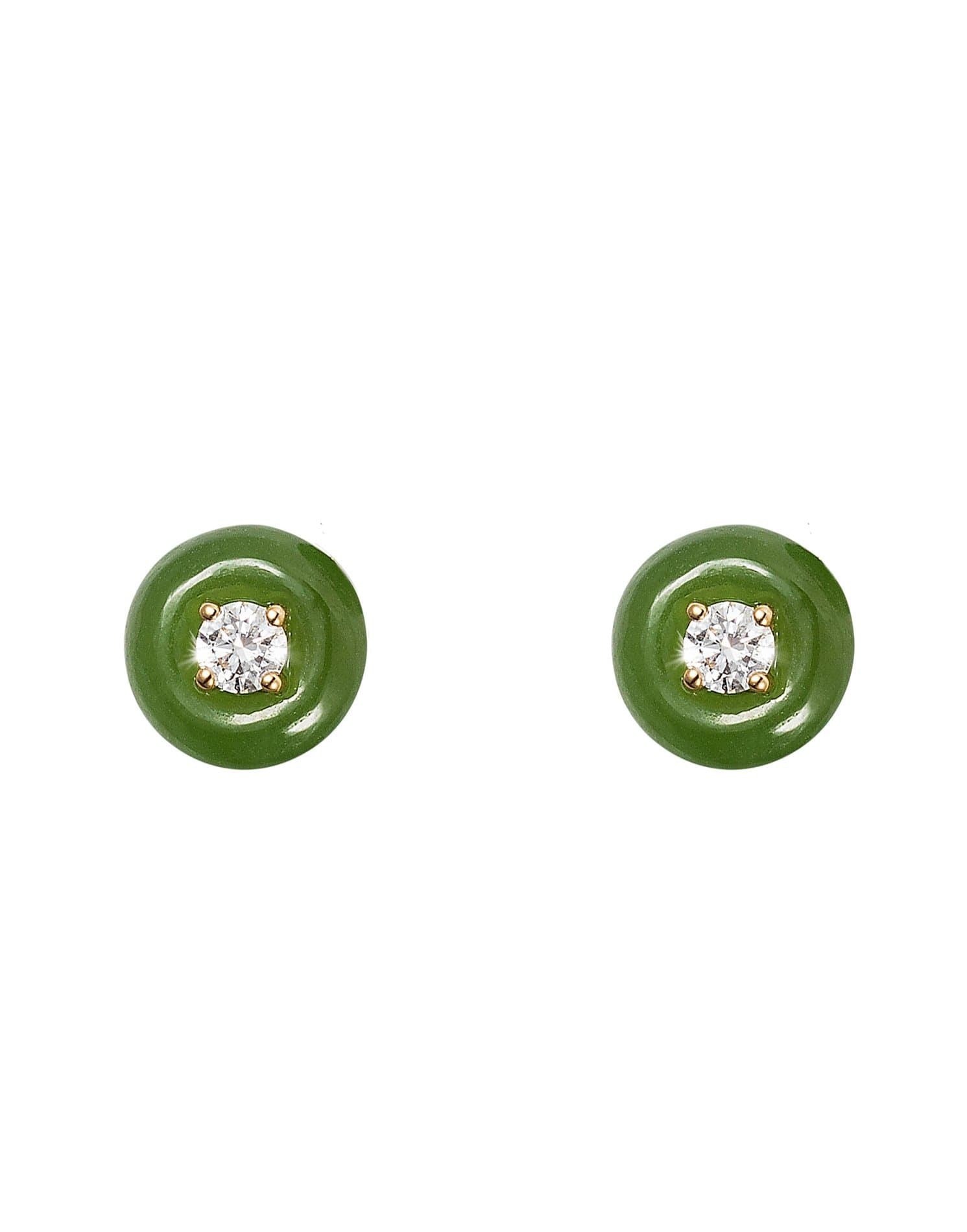 FERNANDO JORGE-Small Orbit Jade Studs-YELLOW GOLD