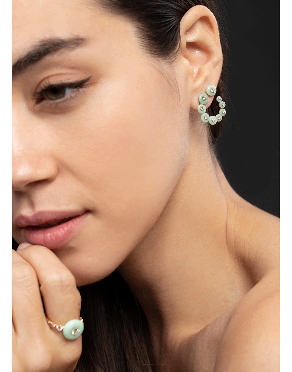 FERNANDO JORGE-Surrounding Small Chrysoprase Circle Earrings-YELLOW GOLD