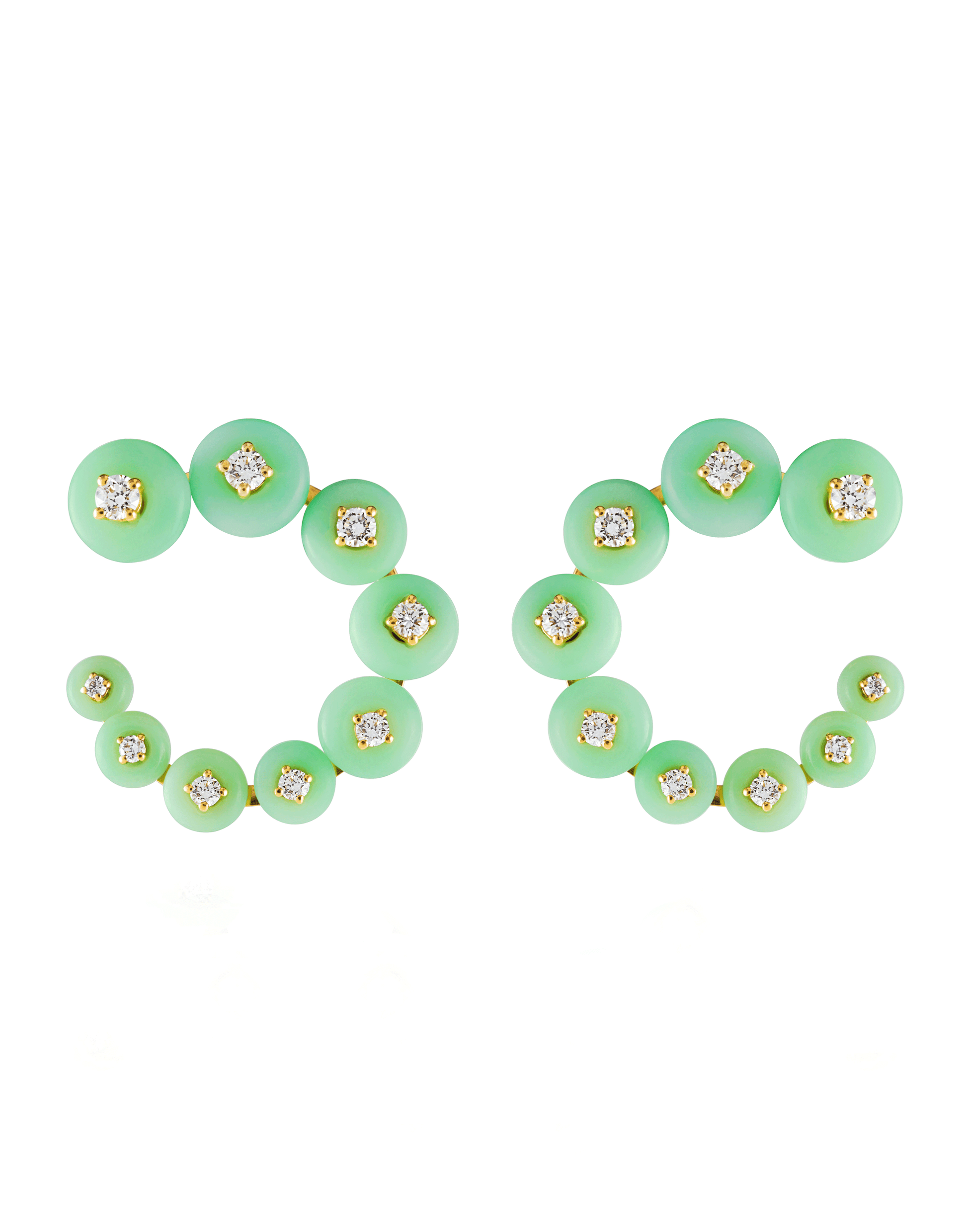 FERNANDO JORGE-Surrounding Small Chrysoprase Circle Earrings-YELLOW GOLD