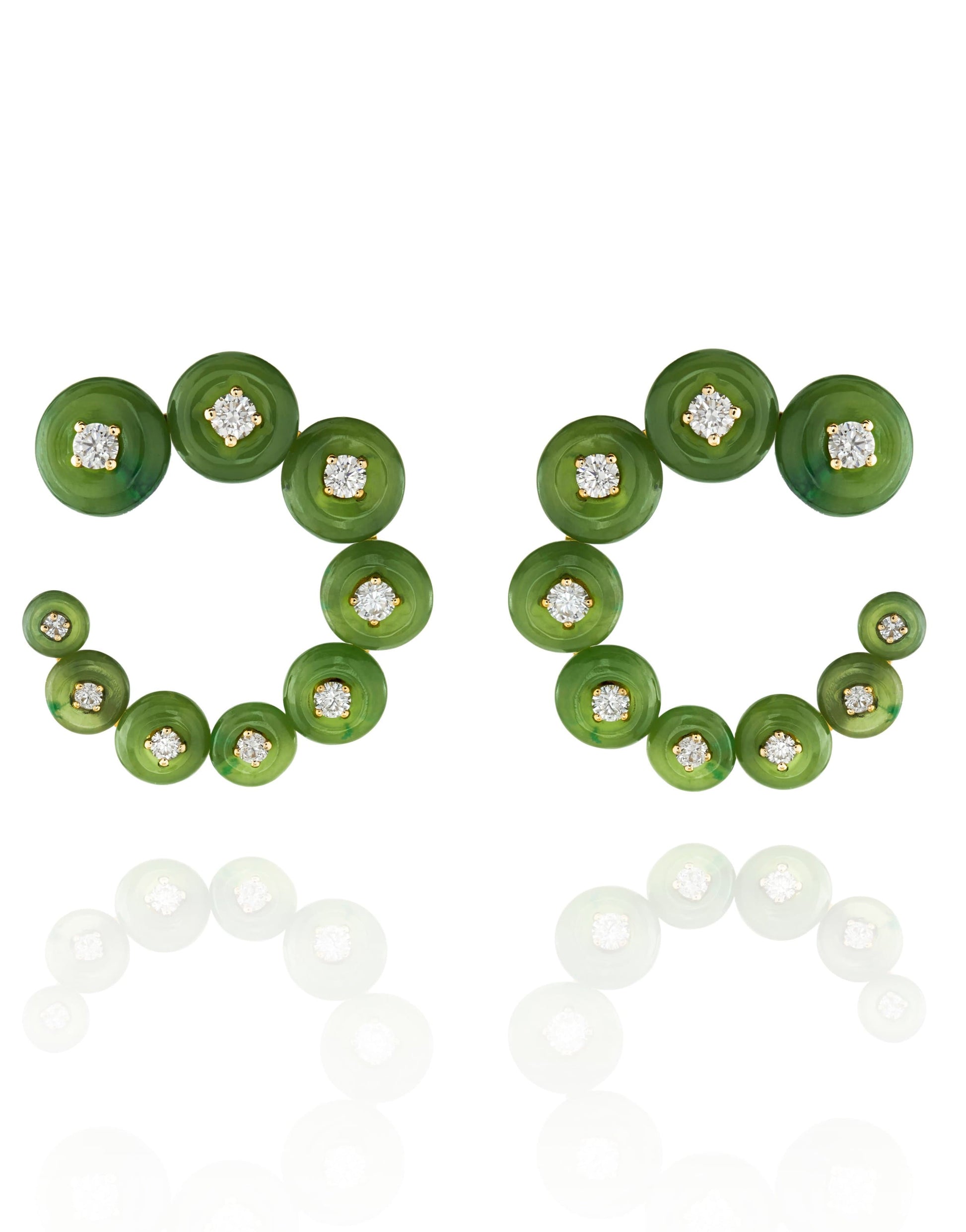 FERNANDO JORGE-Surrounding Small Circle Jade Earrings-YELLOW GOLD