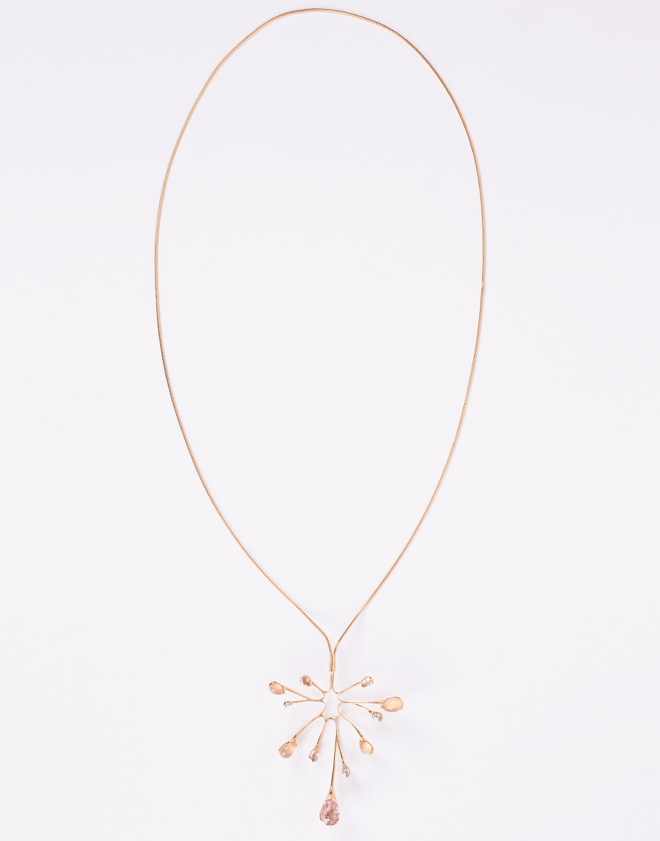 FERNANDO JORGE-Pink Tourmaline Algae Pendant-ROSE GOLD