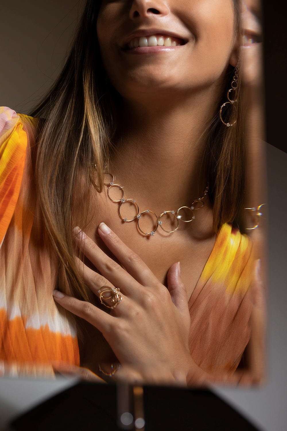 FERNANDO JORGE-Aerial Diamond Loop Necklace- Yellow Gold-YELLOW GOLD