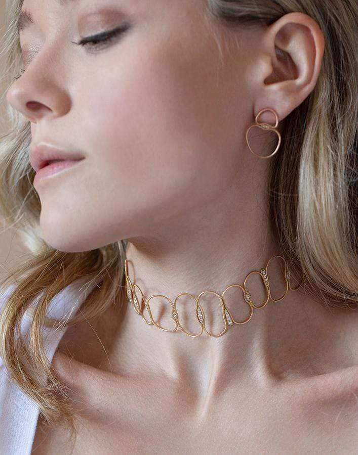 FERNANDO JORGE-Fluid Diamonds Chain Choker-YELLOW GOLD