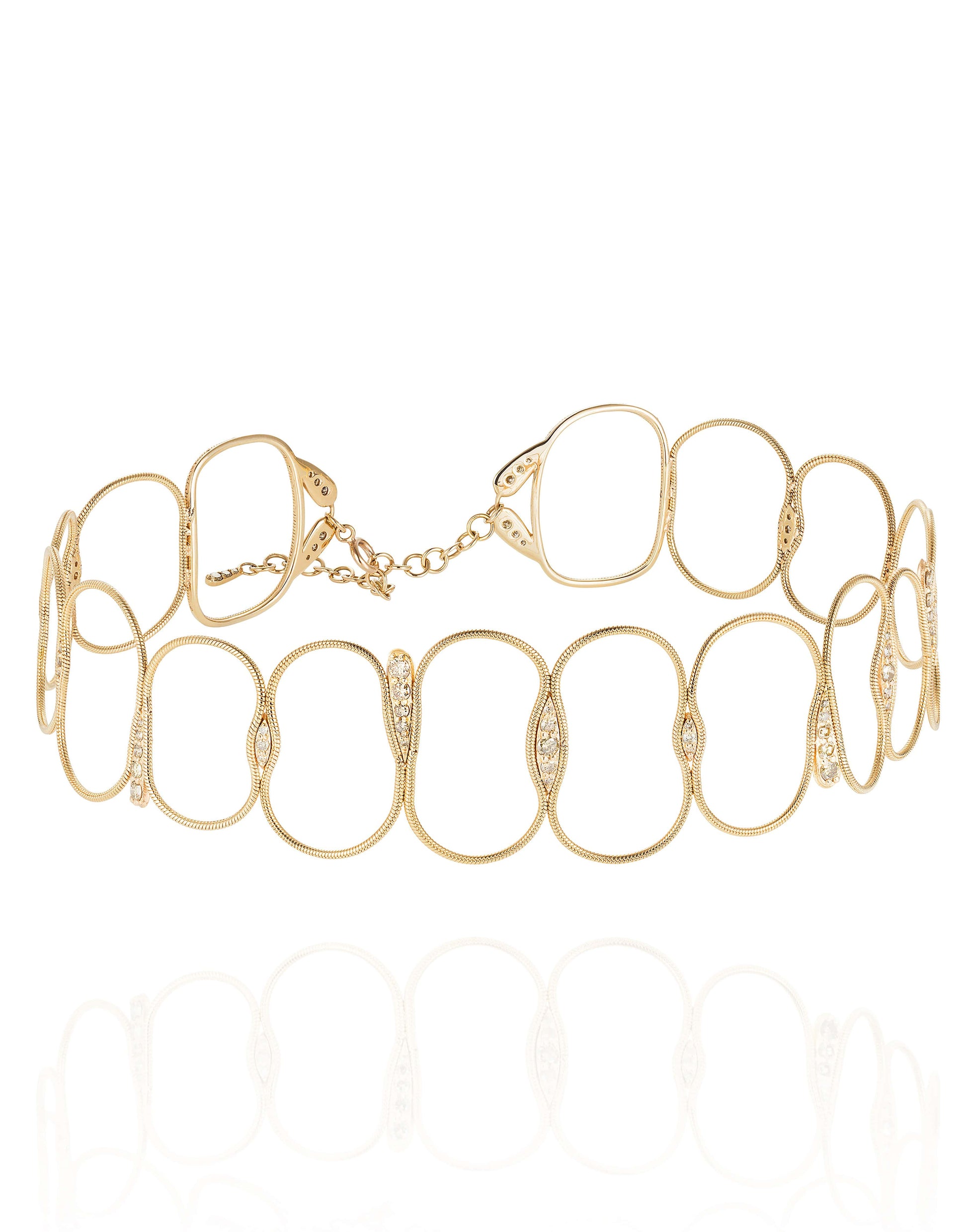 FERNANDO JORGE-Fluid Diamonds Chain Choker-YELLOW GOLD