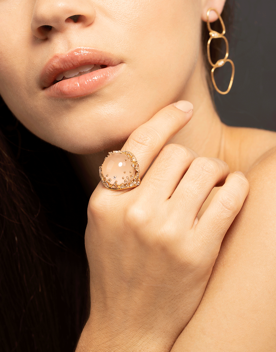 FERNANDO JORGE-Pink Quartz and Diamond Fusion Ring-ROSE GOLD