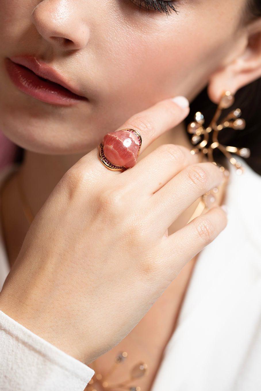 FERNANDO JORGE-Fluid Framed Stone Ring - Ruby-ROSE GOLD