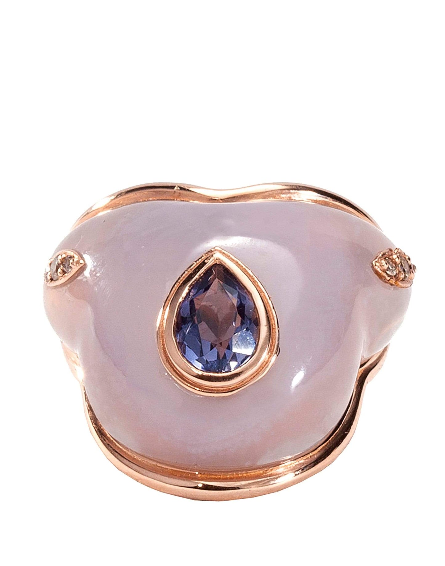 FERNANDO JORGE-Fluid Droplet on Chalcedony and Iolite Ring-ROSE GOLD