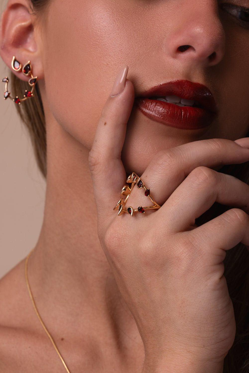 FERNANDO JORGE-Flicker Open Garnet Ring-ROSE GOLD