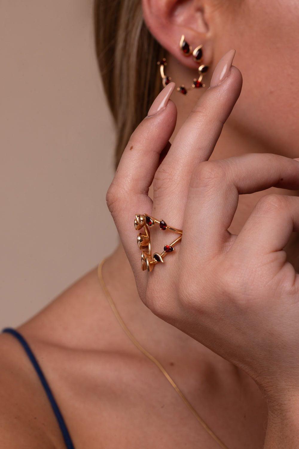 FERNANDO JORGE-Flicker Open Garnet Ring-ROSE GOLD