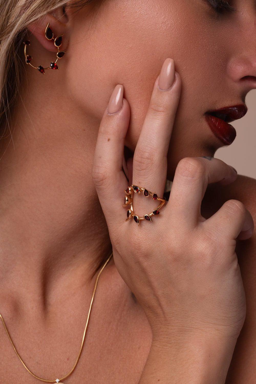 FERNANDO JORGE-Flicker Open Garnet Ring-ROSE GOLD