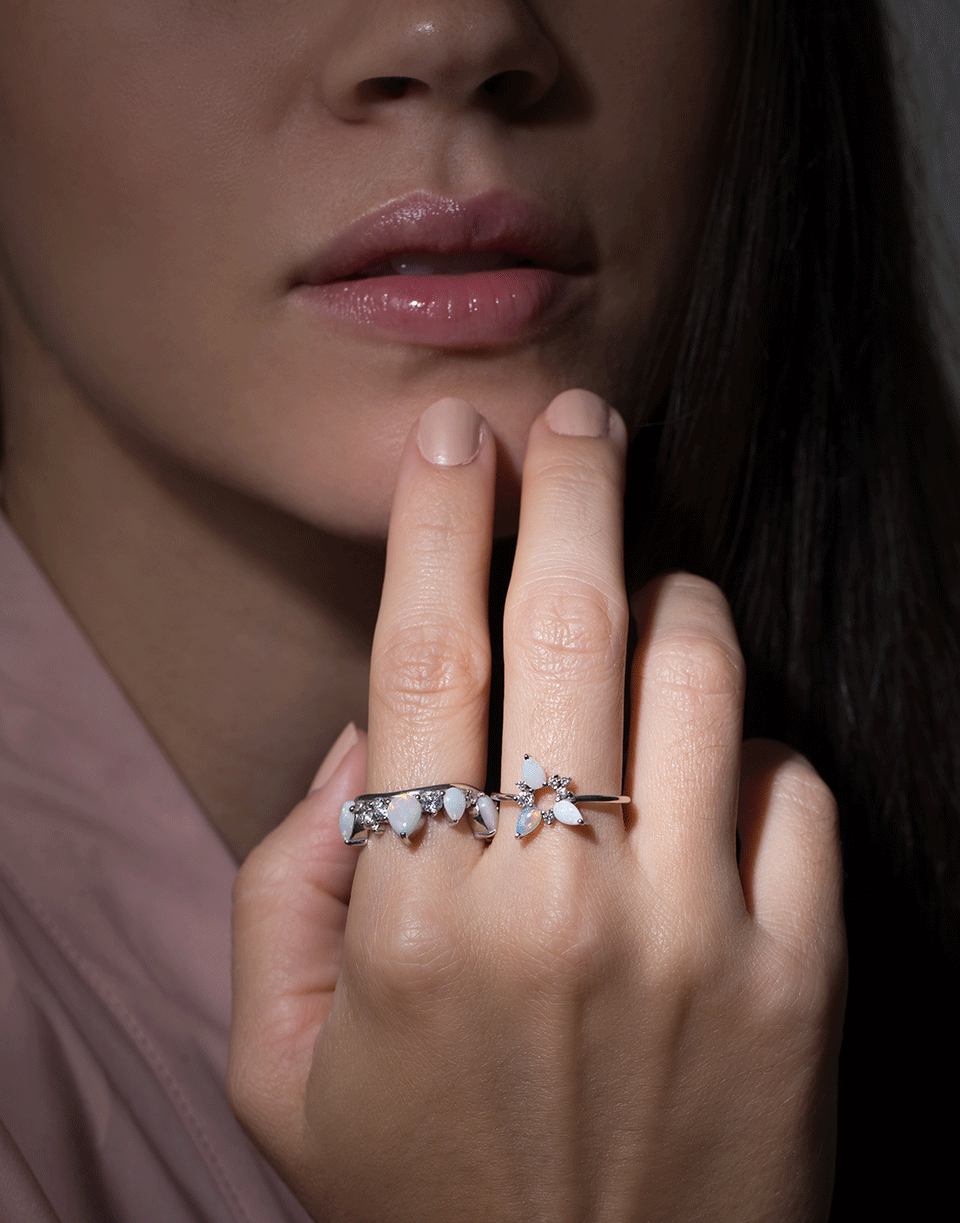 FERNANDO JORGE-Opal and Diamond Electric Crown Ring-WHITE GOLD